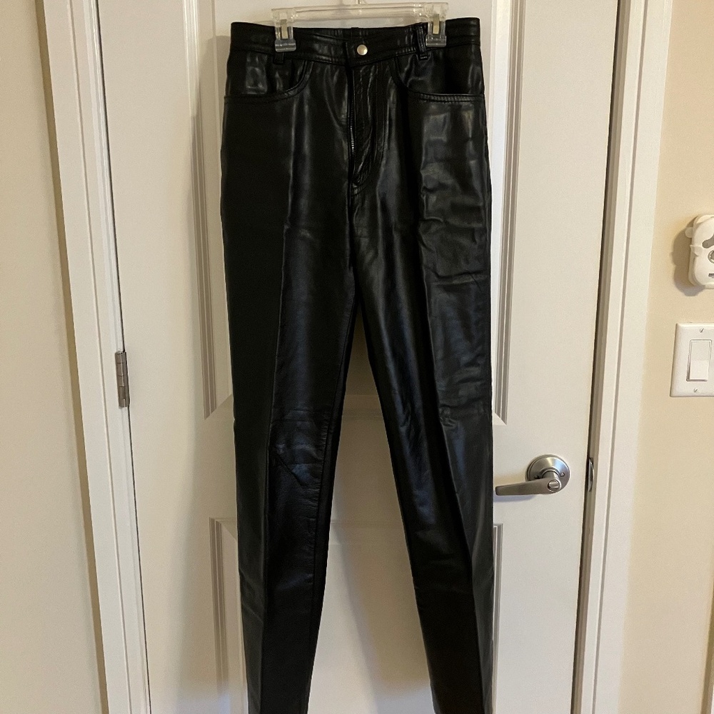 Men's Vintage Black Leather Pants